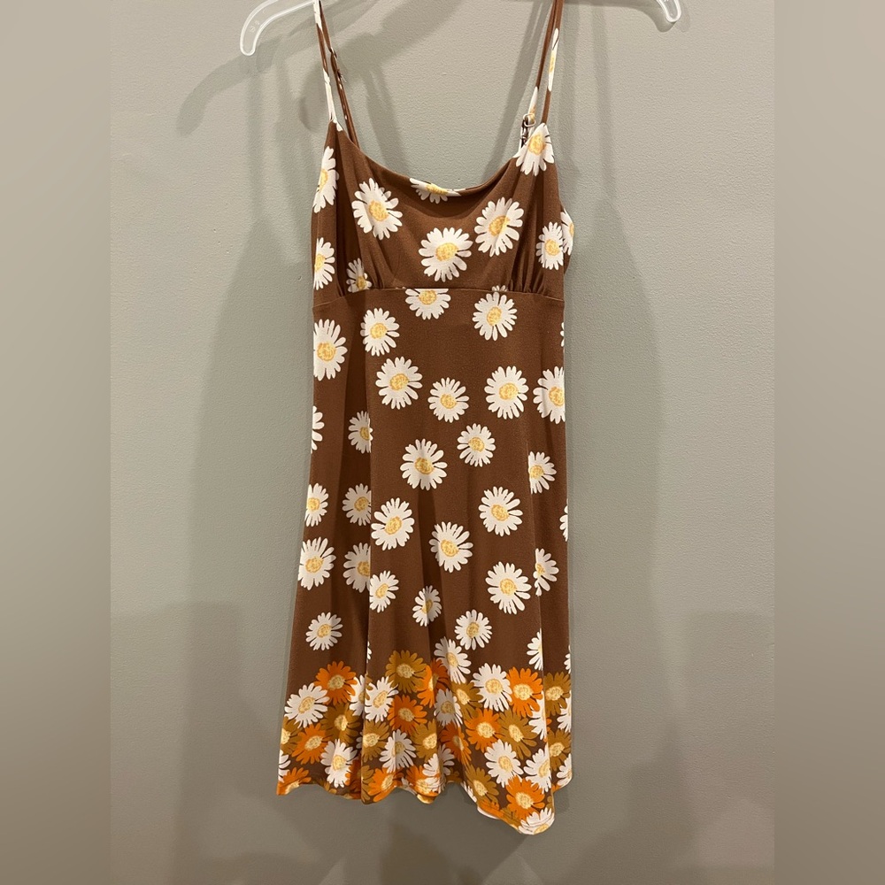 Brown Floral Sundress with Daisy Print
